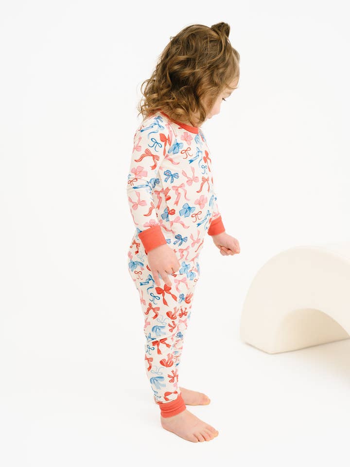 Little One Shop - Wholesale Sleepwear Set - Kids - USA Bows Bamboo Set