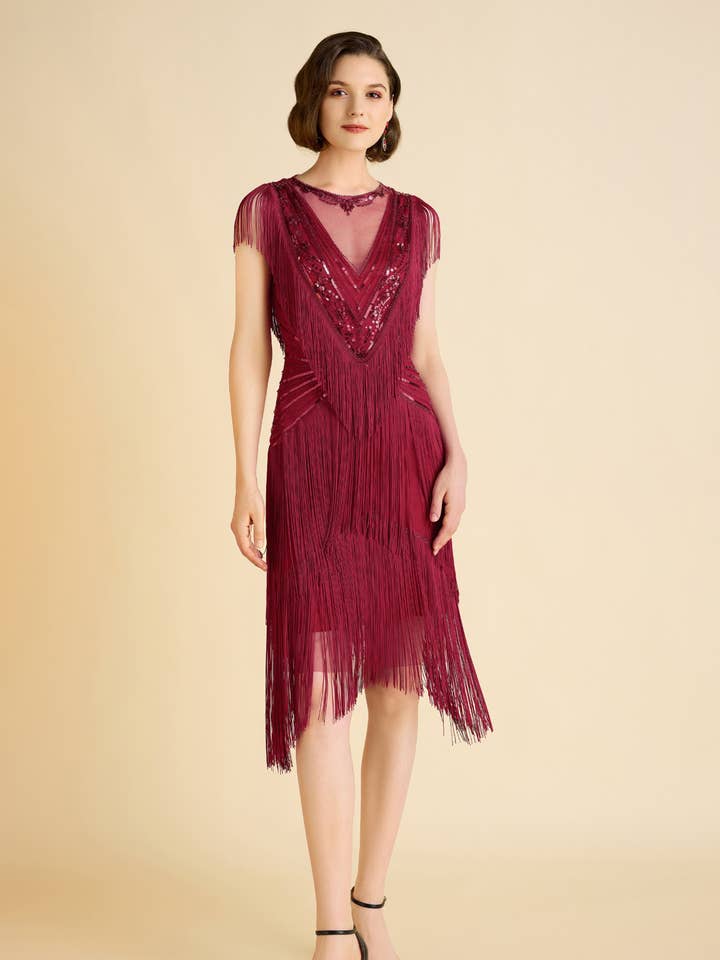 Radiant Sequin-Embellished Fringe Flapper Dress for wholesale by BABEYOND