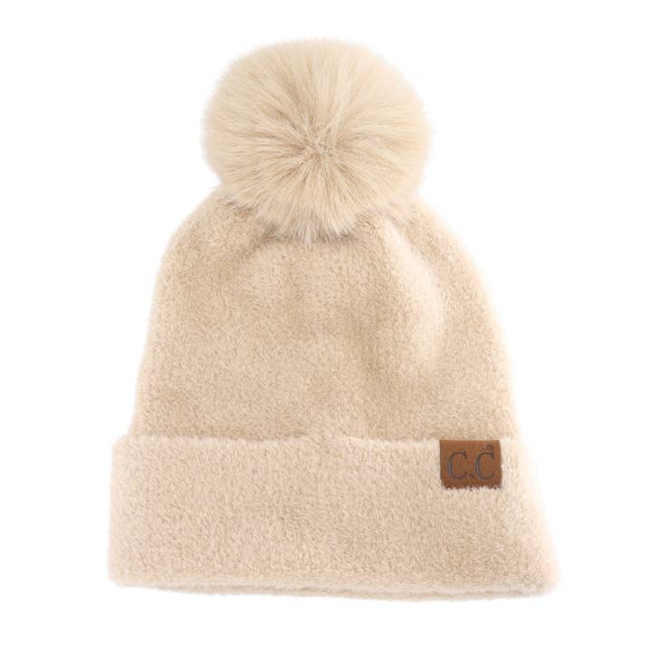 C.C Beanie - Wholesale Beanie - Women's - Plush Chenille Pom C.C Beanie HTC0038