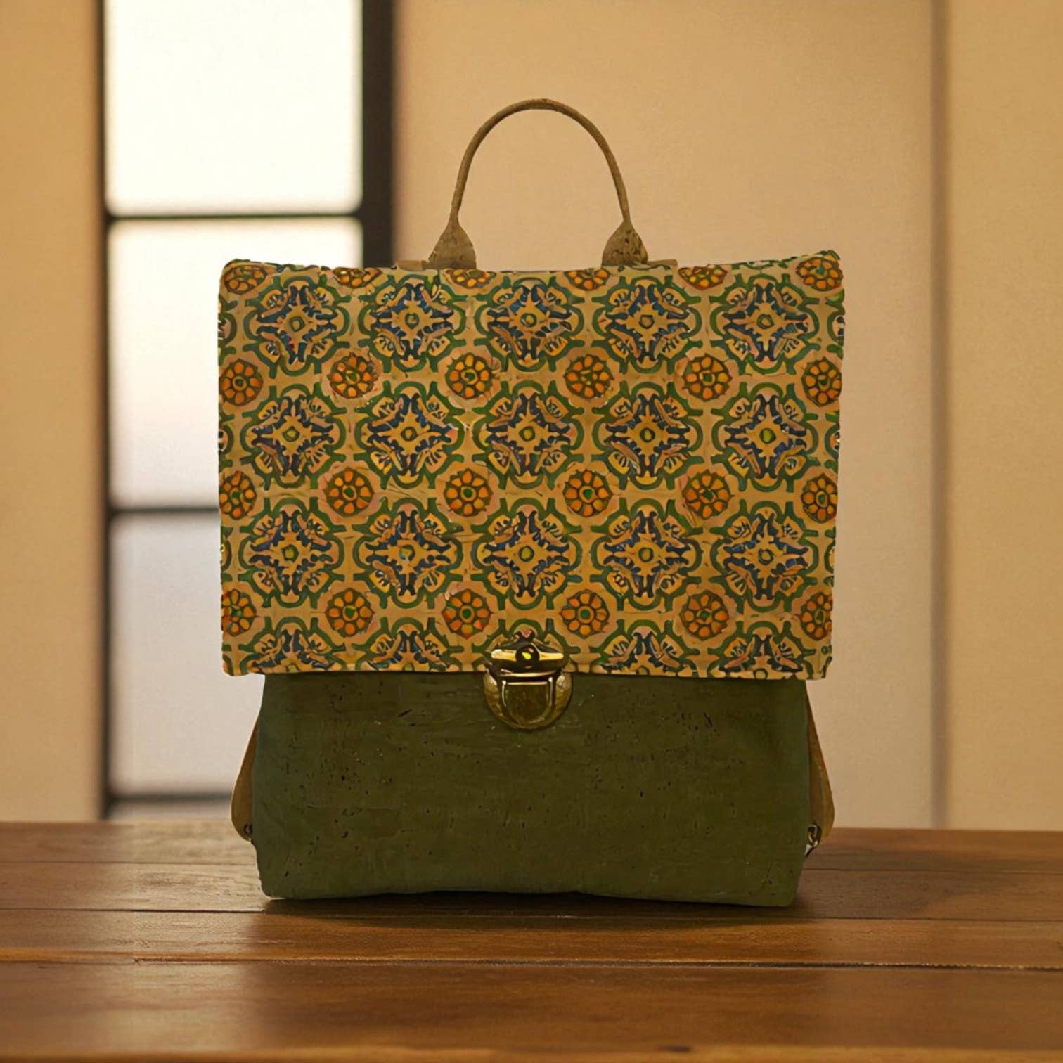 Atelier da Cortiça - Wholesale Backpack - Women's - Hera Cork Backpack, natural base with design34