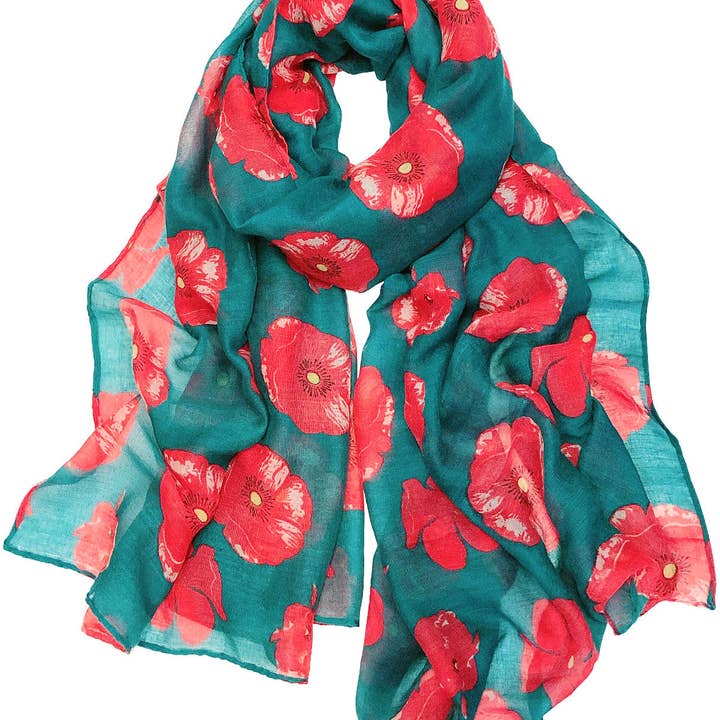 Wrapables Lightweight Poppy Floral Print Long Scarf for wholesale by Wrapables.com