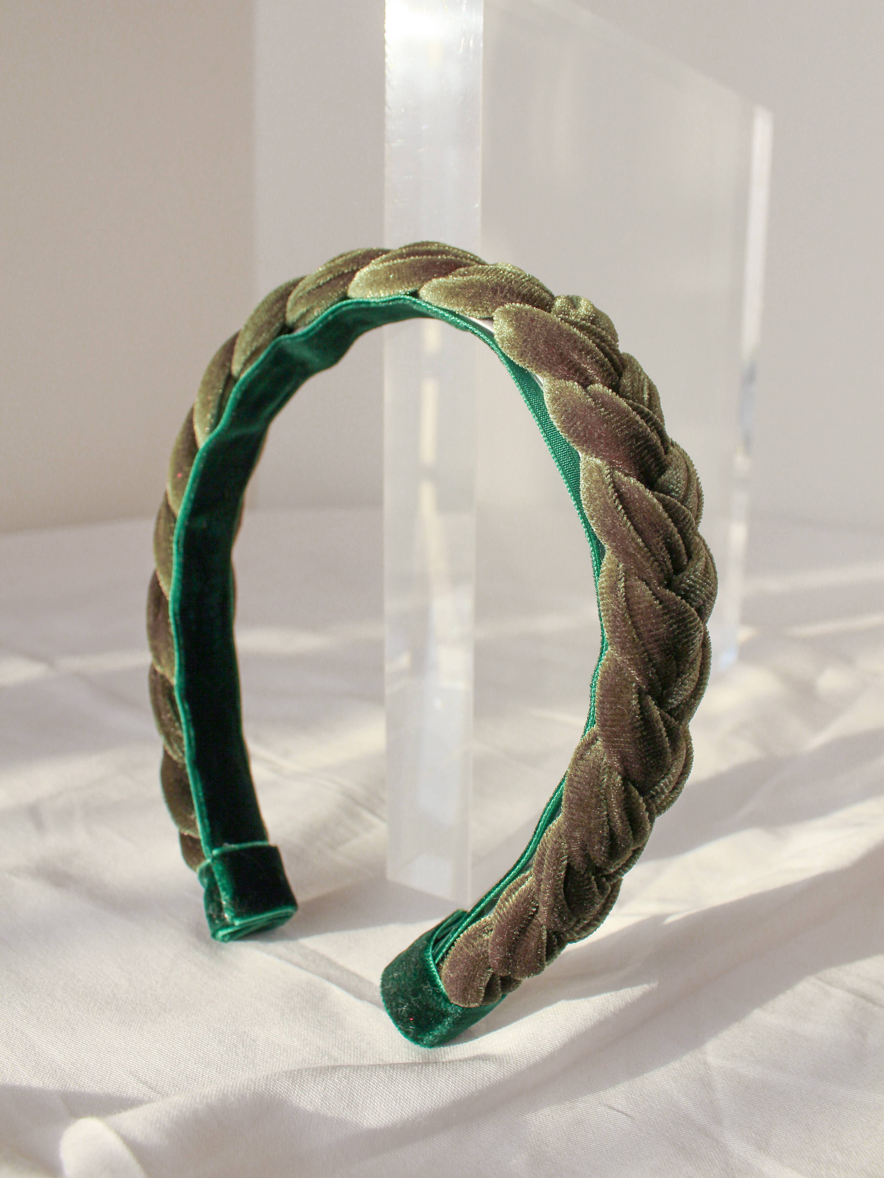 JoJo Makes - Wholesale Fashion Headband - Women's - Olive Green Boho Velvet Braided Headband for Hair7