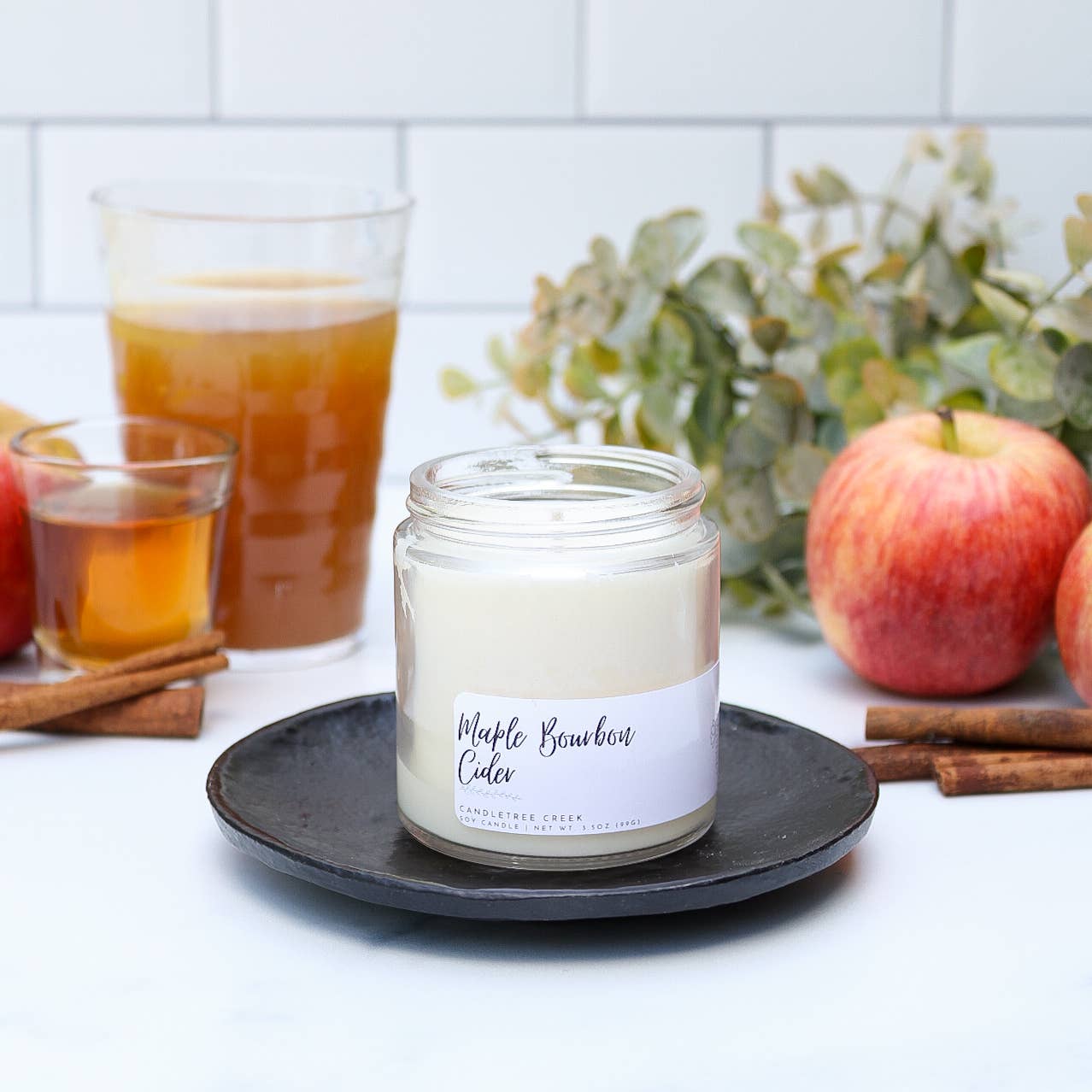 Candletree Creek - Wholesale Jar/Filled Candle - Maple Bourbon Cider 3.5oz Candle1
