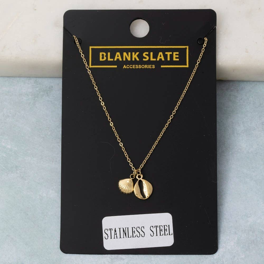 G Collana con pendente a doppia conchiglia in acciaio inossidabile in vendita all'ingrosso su Faire1