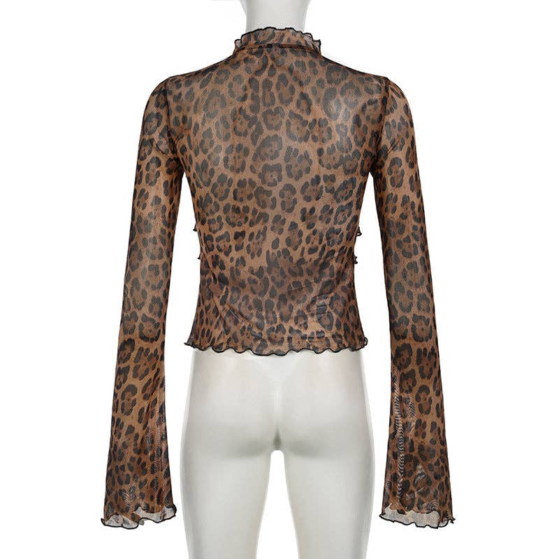 Brown Irregular String Leopard Print Sexy Top DPT2626 for wholesale on Faire4