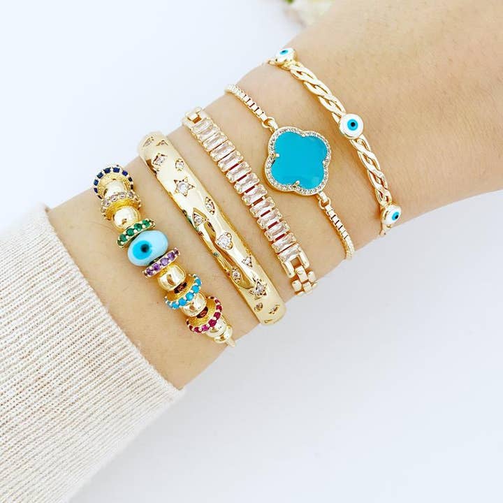 Evileyefavor - Wholesale Charm/Dangle Bracelet - Evil Eye Bracelet, Blue Glass Pandora Charm, Evil Eye Cuff Bracelet, Cz Bracelet4