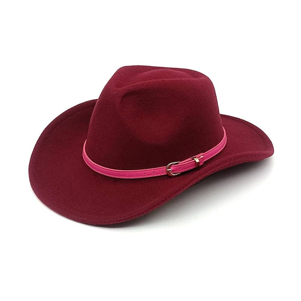 Syrrios Gifts LLC - Wholesale Cowboy Hat - Unisex - Cowboy Cowgirl Western Felt Hat with Pink Band Buckle7
