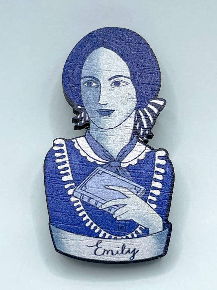 Emily Bronte - Wooden Book Lovers Pin Brooch for wholesale by Su Owen