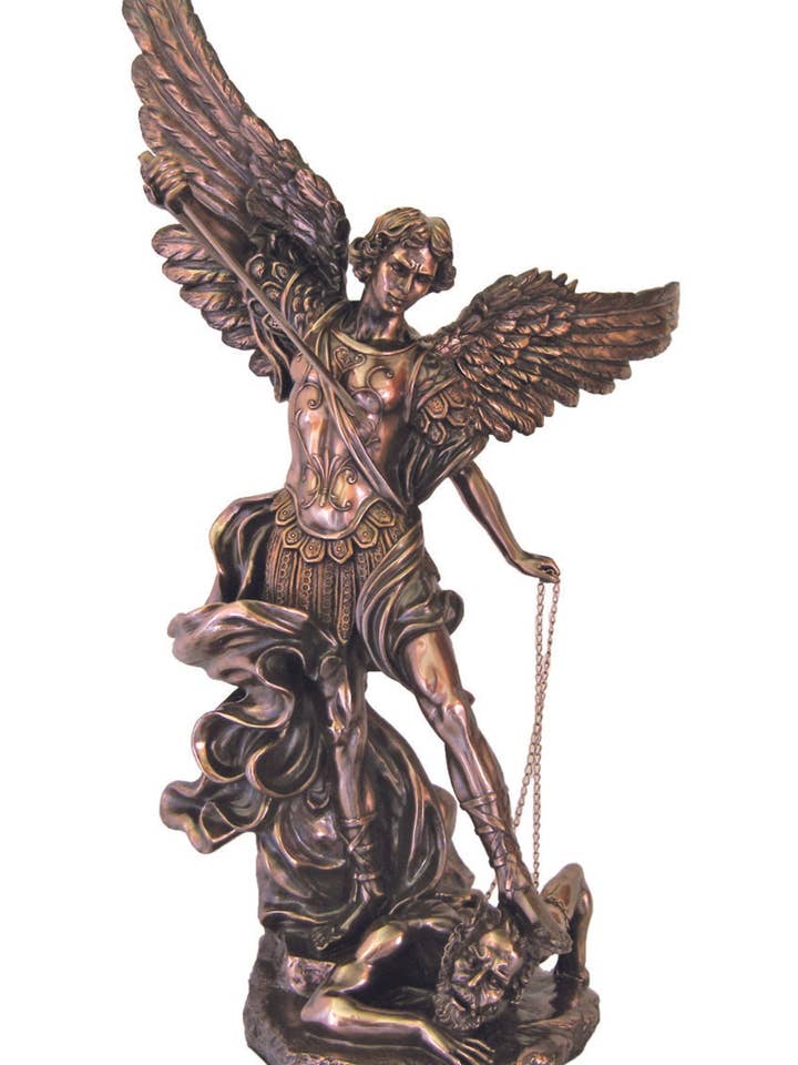St. Michael Statue in Cold Cast Bronze 45" for wholesale by Goldscheider of Vienna