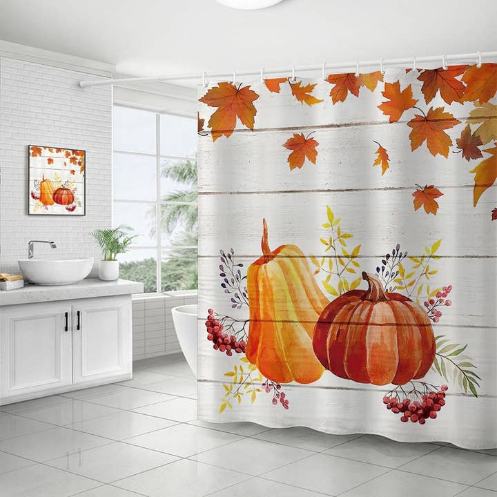 HARVEST PUMPKIN SERIES SHOWER CURTAIN_CWMM1802 for wholesale by ACCITY