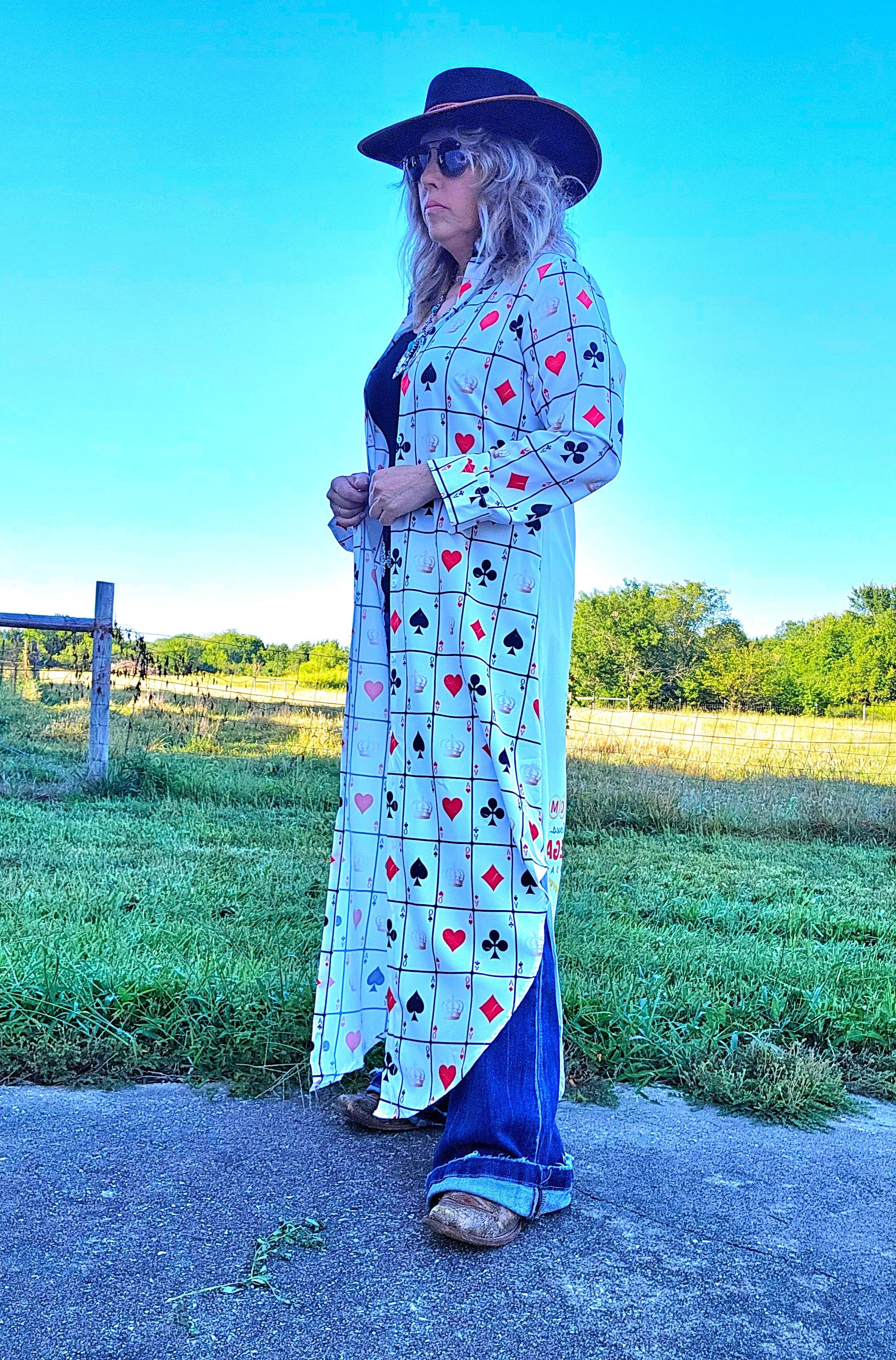 White Viva Las Vegas Rodeo Women's Western Duster Dress for wholesale on Faire4