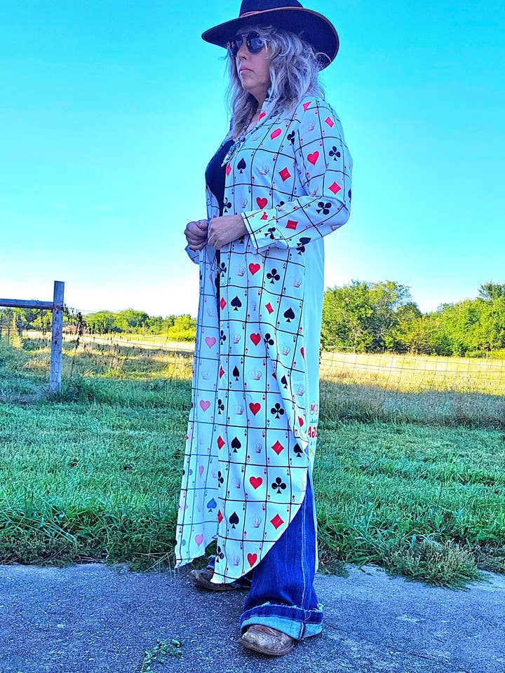 White Viva Las Vegas Rodeo Women's Western Duster Dress for wholesale on Faire4