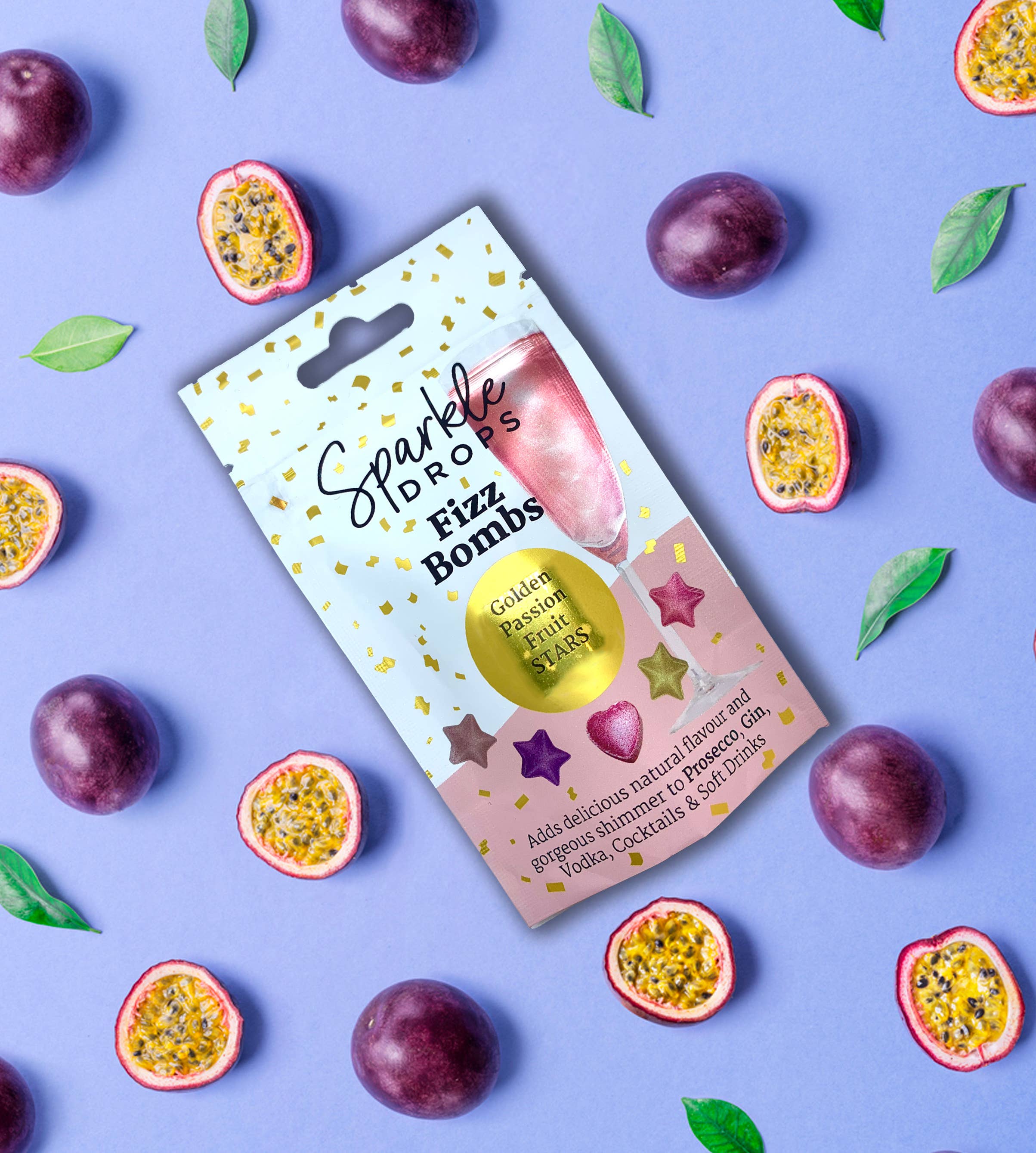 Sparkle Drops - Vente Décorations pour boisson - Sparkle Drops Fizz Bombs Étoiles Framboise et Fruit de la passion5