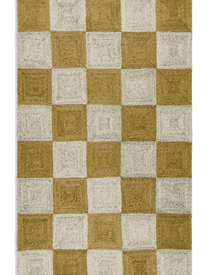 Block Rug, Olive and Sky Bue #3 for wholesale by Part and Parcel Goods