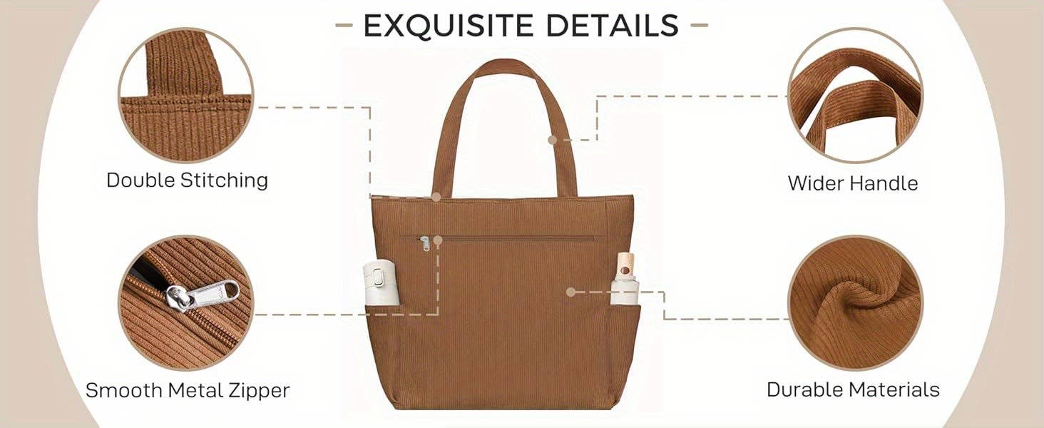 NARWEY INC – Sacola - Mulher por atacado – Grande Saco de Veludo Canelado Buringer para Viagem, Ginásio, Férias11