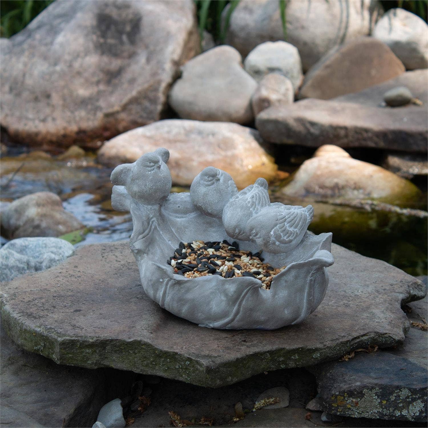 Audrey's Home & Gift - Wholesale Bird Feeder - Cement Leaf Bird Feeder (PC)3