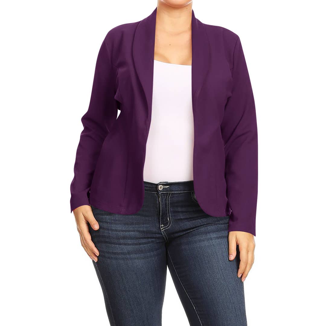 MOA COLLECTION - Wholesale Blazer - Women's - Women's Plus Size Casual Solid Blazer Jacket (Open Pack)64