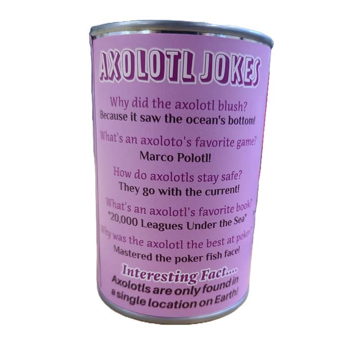 Canned Gifts – Großhandel Kuschel-/Plüschtier – Kind & Baby – Axolotl in Dosen | Stofftierplüsch mit Witzen | Einzigartiges Geschenk
