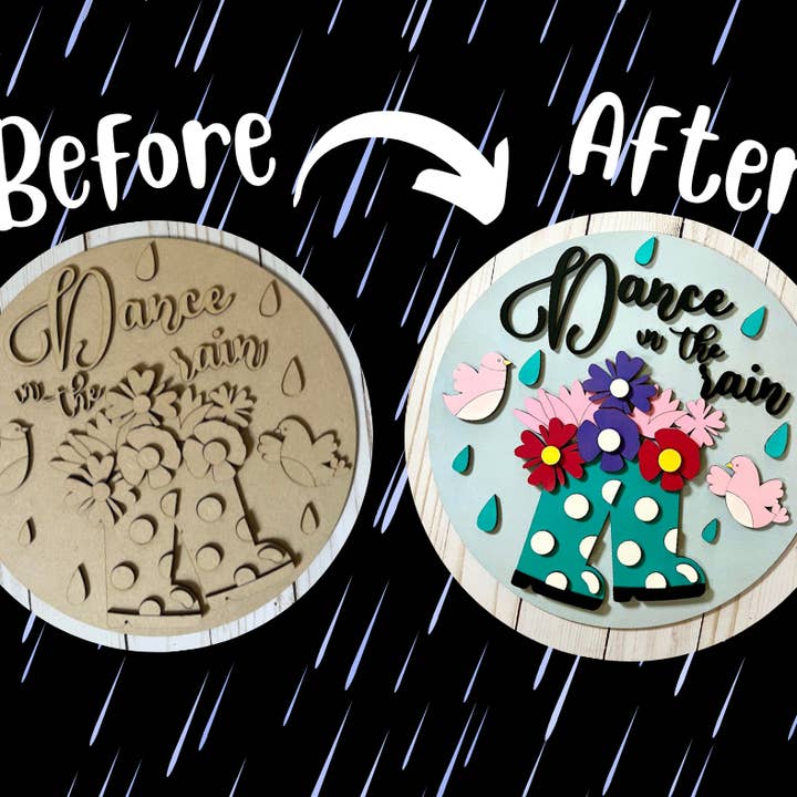 DIY Dancing in the Rain with Boots and Flowers for wholesale by Cowgirl with a Laser