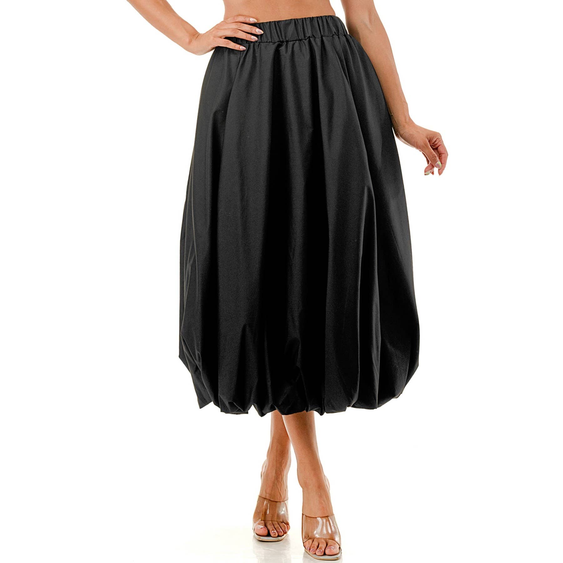 omgstyles - Wholesale Skirt - Women's - Plus Elastic Waist Bubble Mdi Skirt4