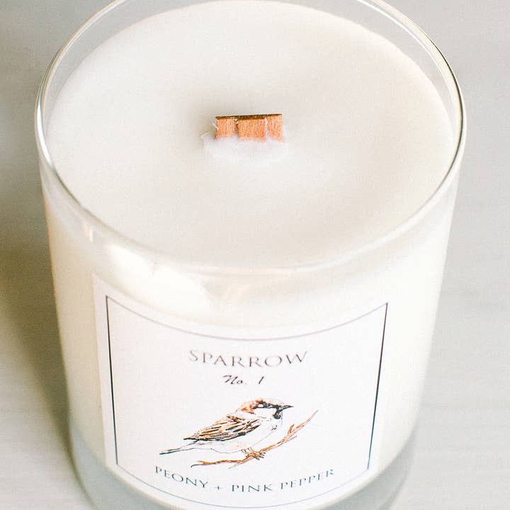 Chirp Chirp Candles - Wholesale Jar/Filled Candle - SPARROW No. 1 PEONY + PINK PEPPER SOY CANDLE1