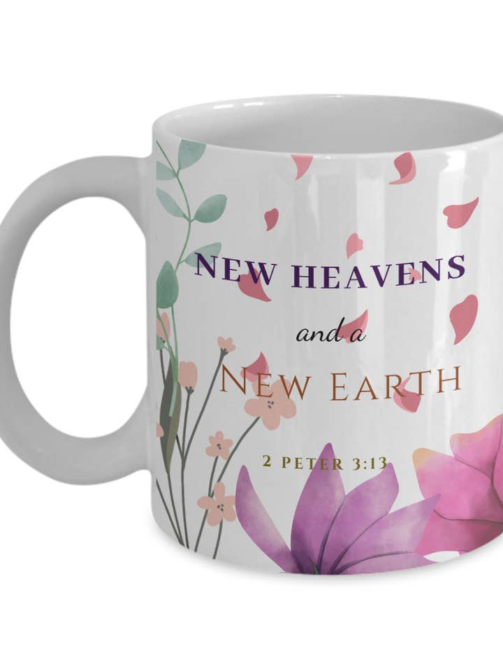 2 Peter 3:13 Tazza da caffè delle Scritture per la vendita all'ingrosso da parte di Sunday Treasures/ Royally Pampered