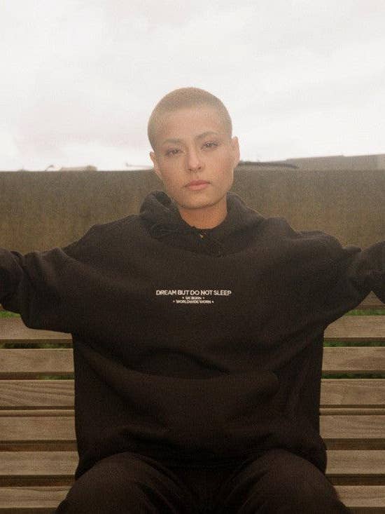 Black Hoodie With Embroidered UK Born Logo for wholesale by Dream But Do Not Sleep