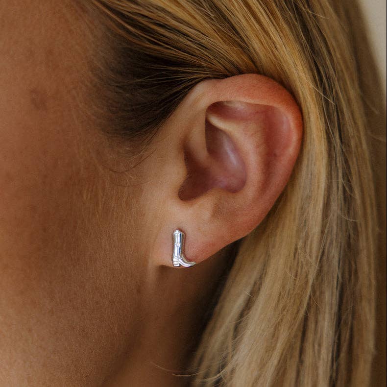 The Land of Salt - Wholesale Stud/Post Earrings - Cowgirl Western Boot Stud Earrings in Silver1