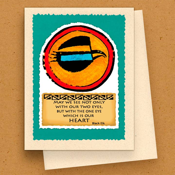 Handgemaakte Wenskaart - Inheems Amerikaans - Eén Oog Hart voor wholesale door The Kaleidoscope Designs