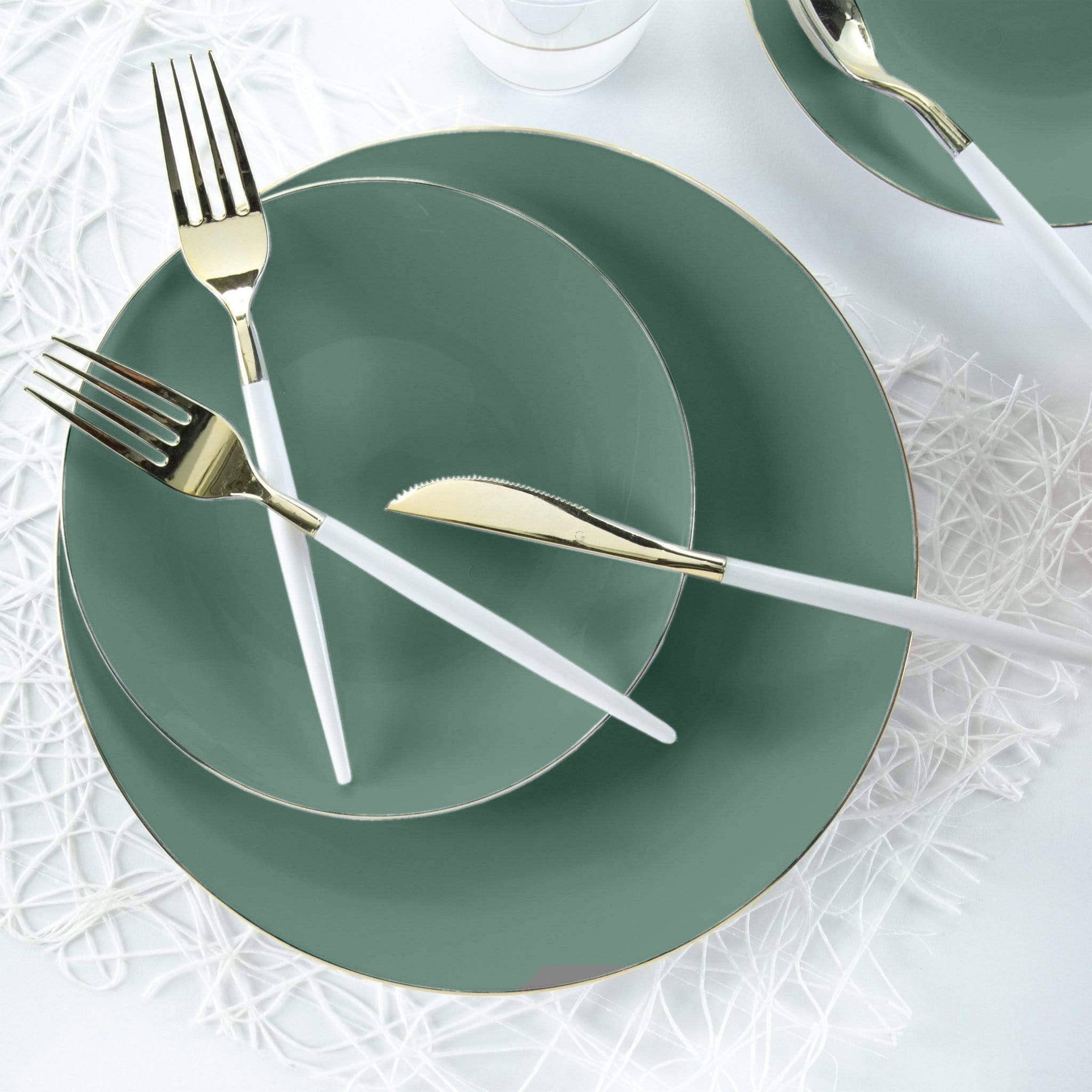 Luxe Party - Vente Assiette - Round Sage Green • Assiettes en plastique doré | Paquet de 102
