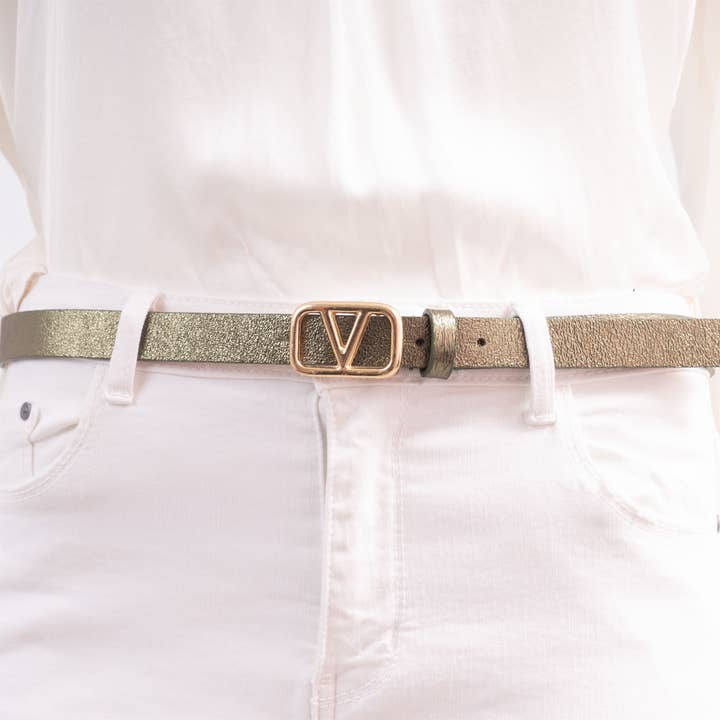 Cecile Wang - Wholesale Belt - Women's - Iridescent leather belt with gold buckle BK0092