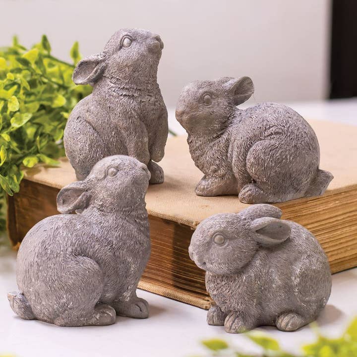 Col House Designs - Wholesale Decorative Figurine - Gray Resin Bunny, 4 Assorted1
