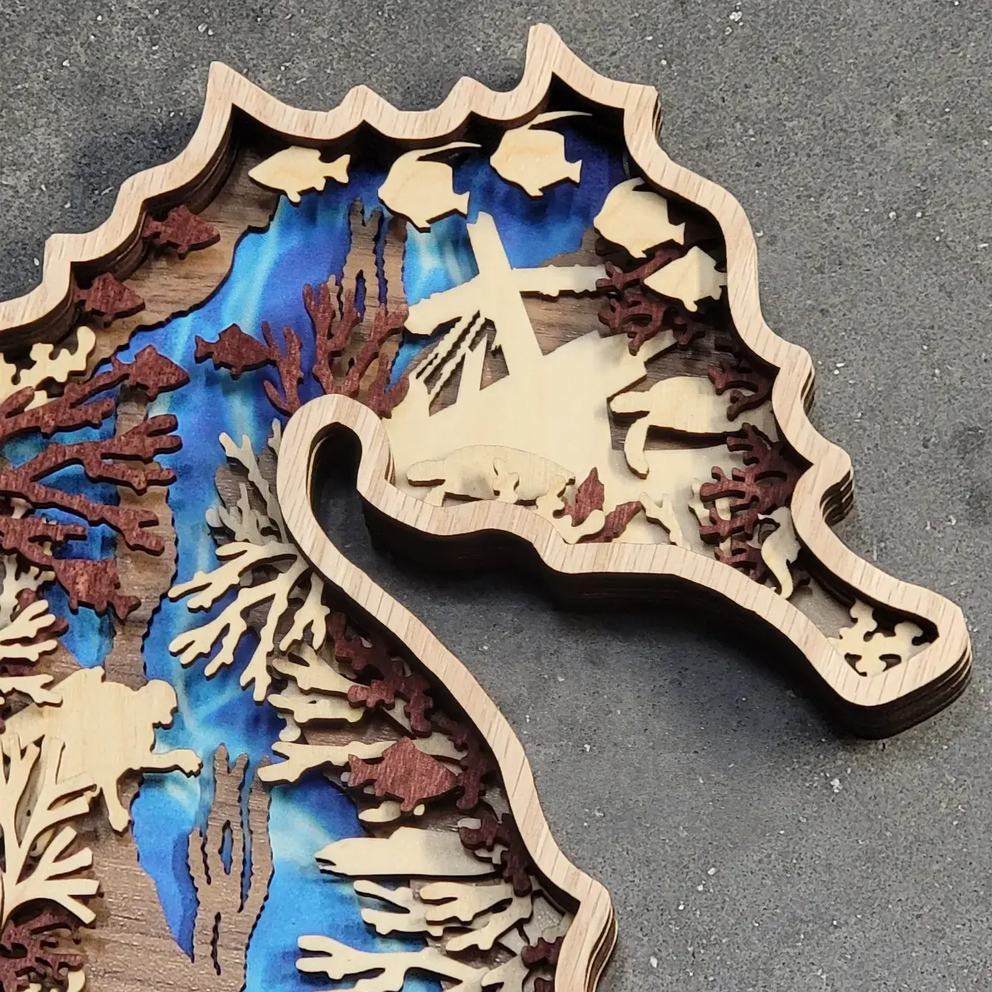 Gulf Coast Custom - Wholesale Wall Art Set - Seahorse Multilayer Wood Art Decor Sealife Beach House Decor1