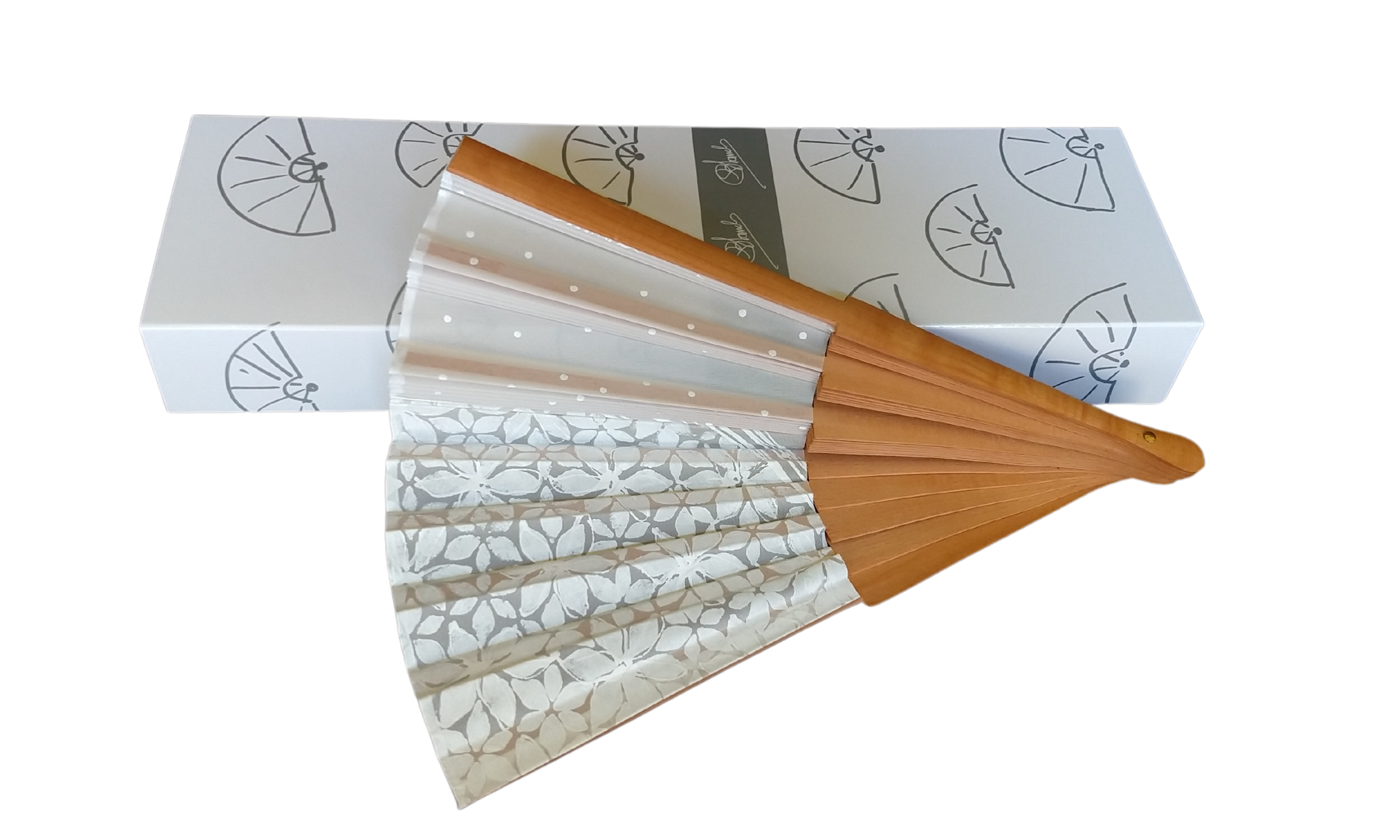 CONCHA BLANCH - Venta al por mayor Ventilador plegable de mano - Abanico blanco de seda natural pintado a mano para novia3