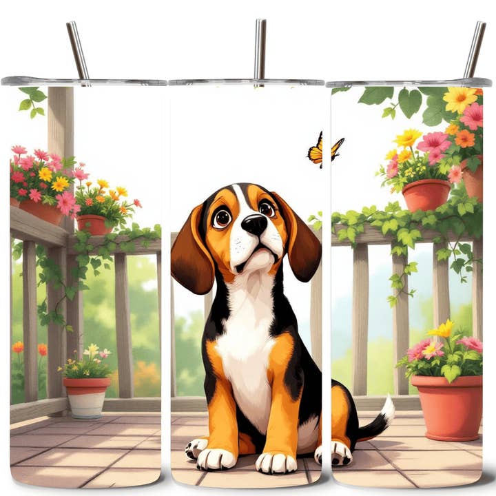 Copo Térmico de Aço Inoxidável de 20oz com Palhinha da Alpha Printing – Design de Beagle Sentado em Desenho Animado – Caneca de Viagem com Parede Dupla Isolada para Bebidas Quentes e Frias por atacado de Alpha Wholesale