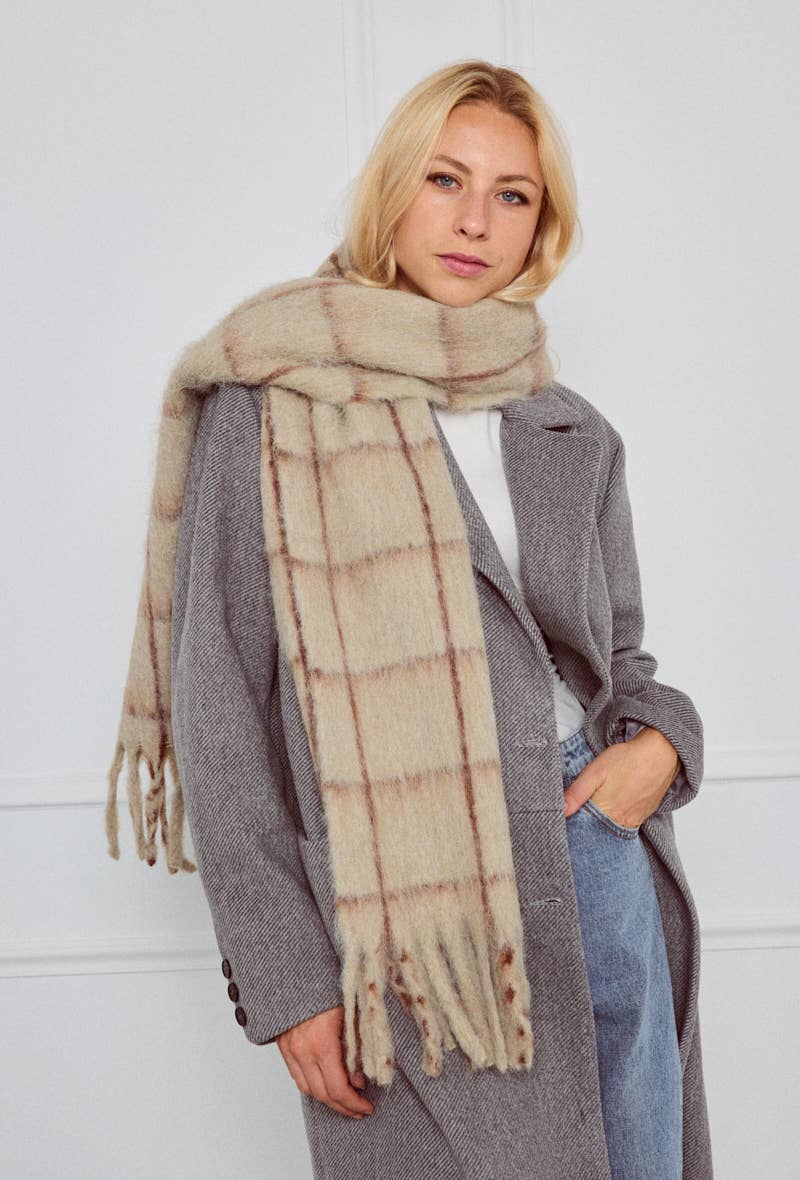 BYREN | ÉLINE L'ATELIER - Wholesale Scarf - Women's - Checked wool scarf FL214DF5