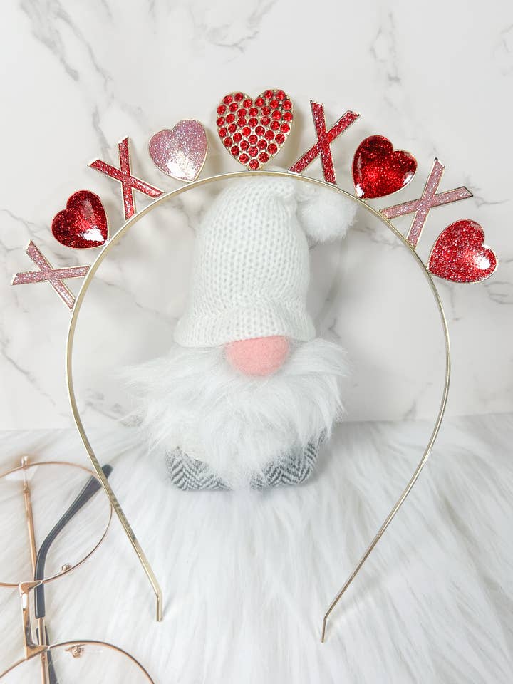 Valentine's Day Headband, Rhinestone XO Love Heart Hairband for wholesale by Happy Dream Gifts