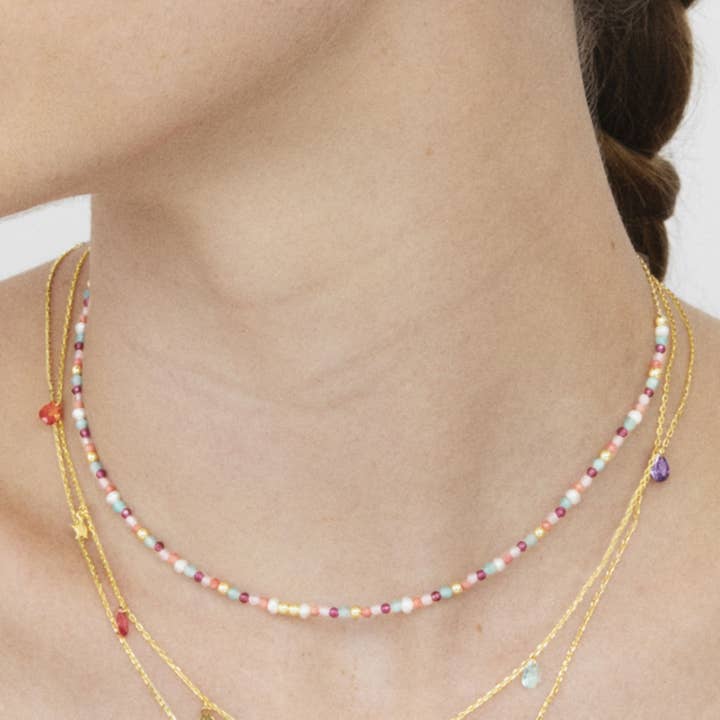 Luxenter – Großhandel Halsband/Collier – 925er Sterlingsilber Halskette mit orangefarbenem hydrothermalem Quarz, vergoldet mit 18K Gelbgold - Asvorg5