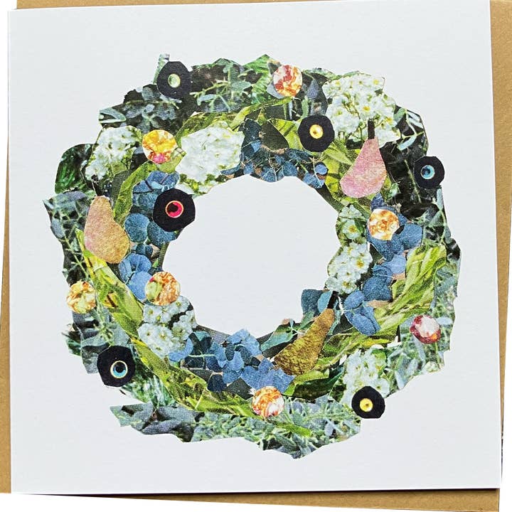 Festive Wreath Christmas Card (Peacock) for wholesale by Soodle Street Studio
