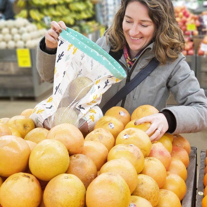 Nina's Flying Needle - Wholesale Grocery/Shopping Bag - Large Produce Bag Veggies Happy4