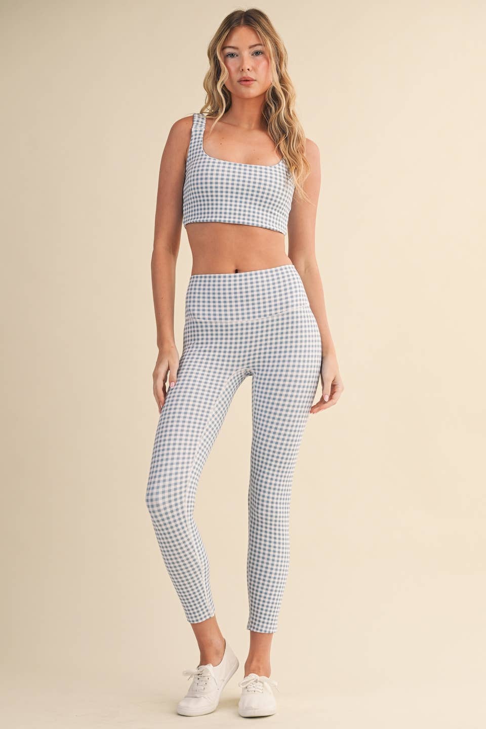 KIMBERLY C - Wholesale Sports Bra - Women's - Gingham Print Ruched Bra Top70