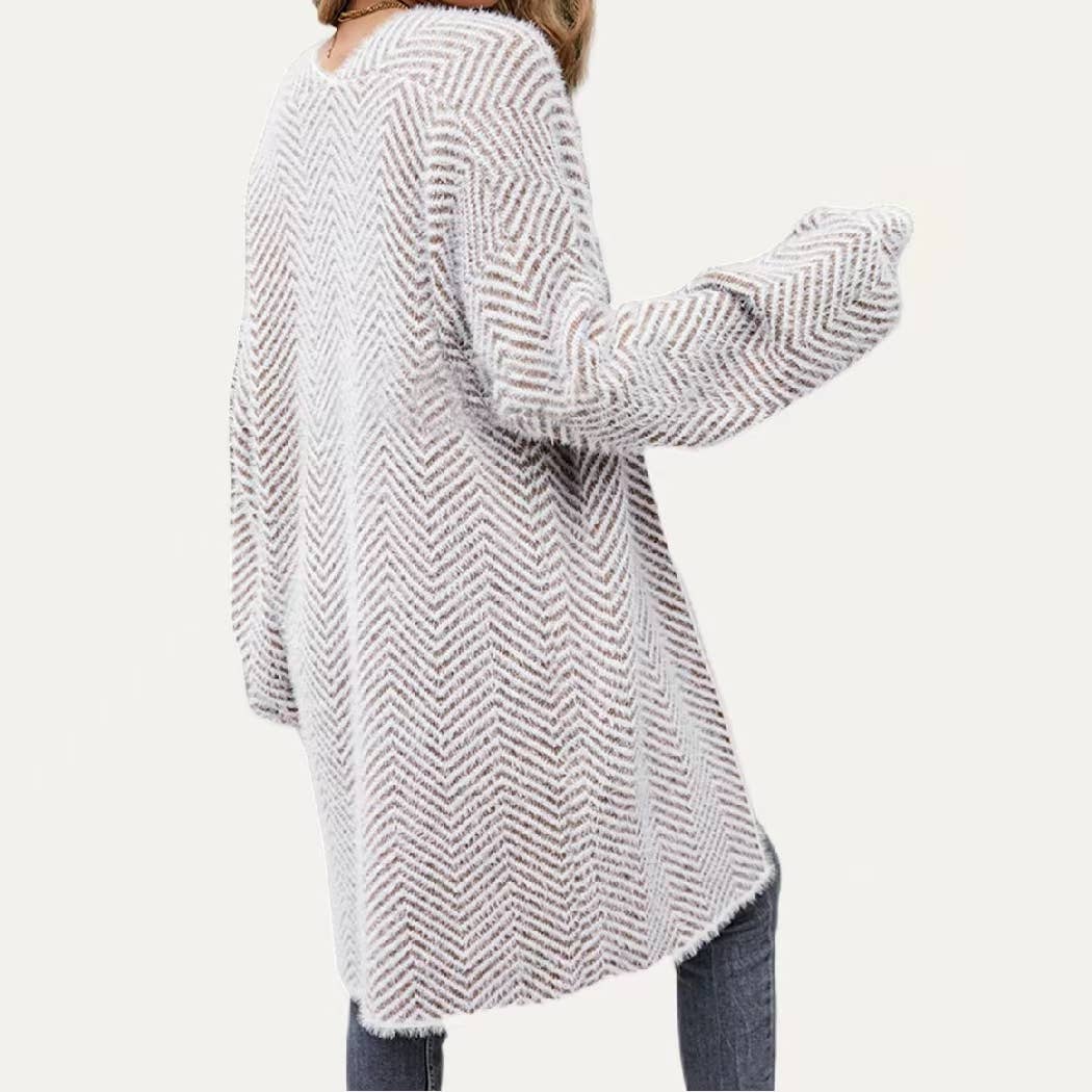 The Moment Collection – Großhandel Strickjacke – Damen – Creating Cozy Gestreifter Strickjacke mit offener Vorderseite und offener Vorderseite4