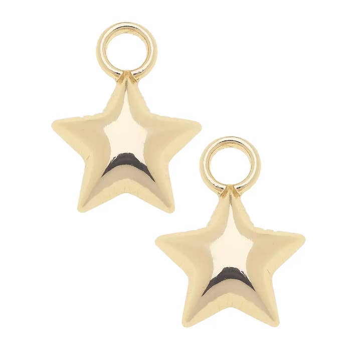 Puffy Star Huggie Charm (Set of 2) in Shiny Gold for wholesale by Canvas Style