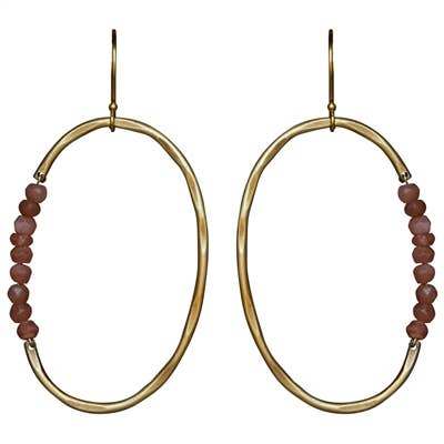 HomArt - Wholesale Dangle Earrings - Aurora Earring - Oval with Stones, Peach Moonstone0