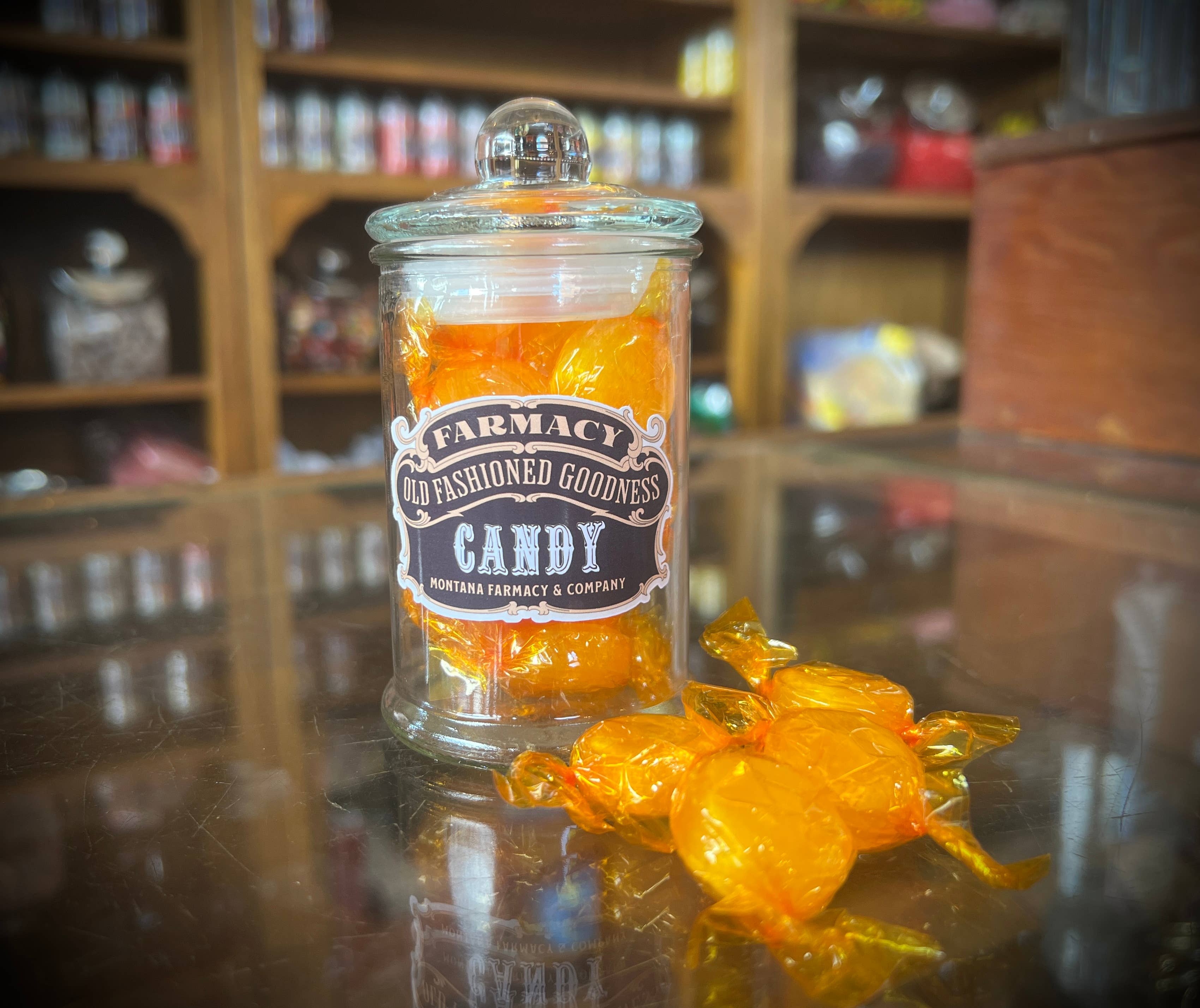 Montana Farmacy - Wholesale Hard Candy - Old Fashioned Apothecary jar Vintage Butterscotch Candy