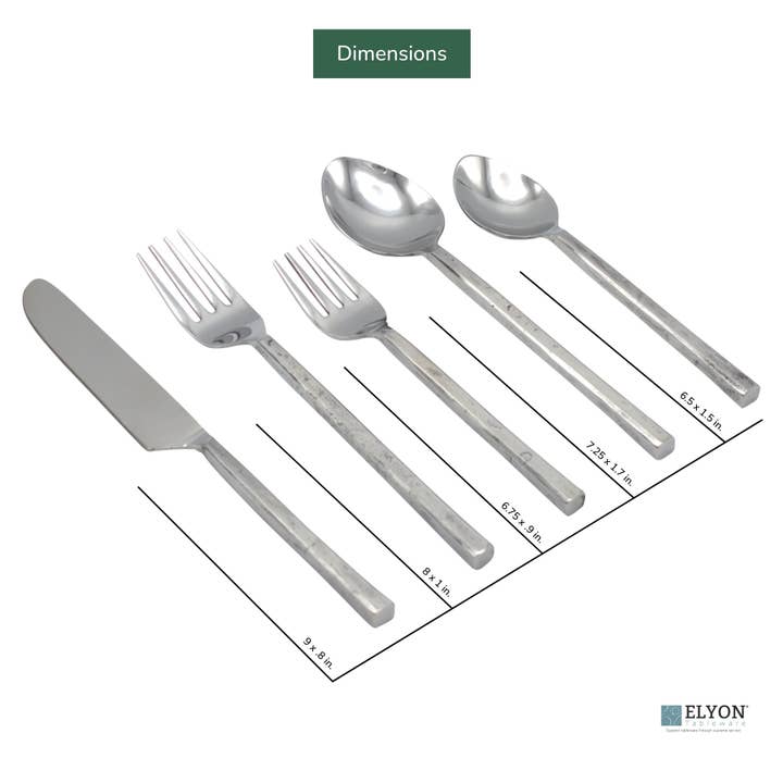 Elyon Tableware® - Wholesale Flatware Set - Elyon Rutland Silver 20-Pcs Mirror Hand-Forged Flatware Set1