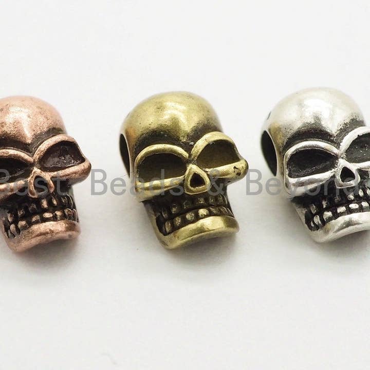BestBeads&Beyond – Engroshandel Vedhæng/charm – Antik stil Mini Skull Perle, Paracord Survival Armbånd Perler, Big Hole Skull Spacer Perler, Mænds smykker Findings,7x7x10mm, sku #Y115