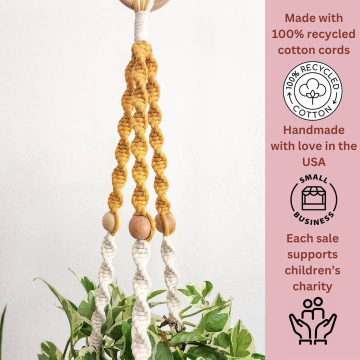 Handmade By Uruba - Vendita all'ingrosso Fioriere a sospensione - Appendino per piante con perline bicolore per uso interno/esterno 12