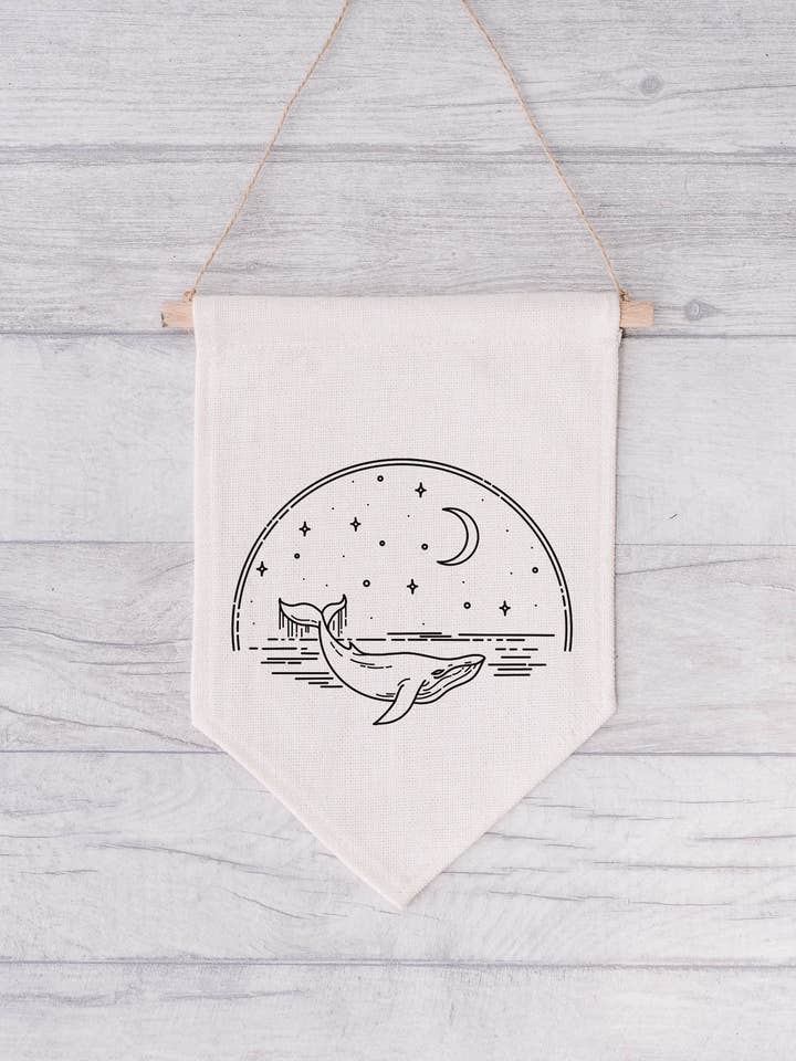 Hval - Hængende vimpel for engroshandel hos Sovende Bjorn