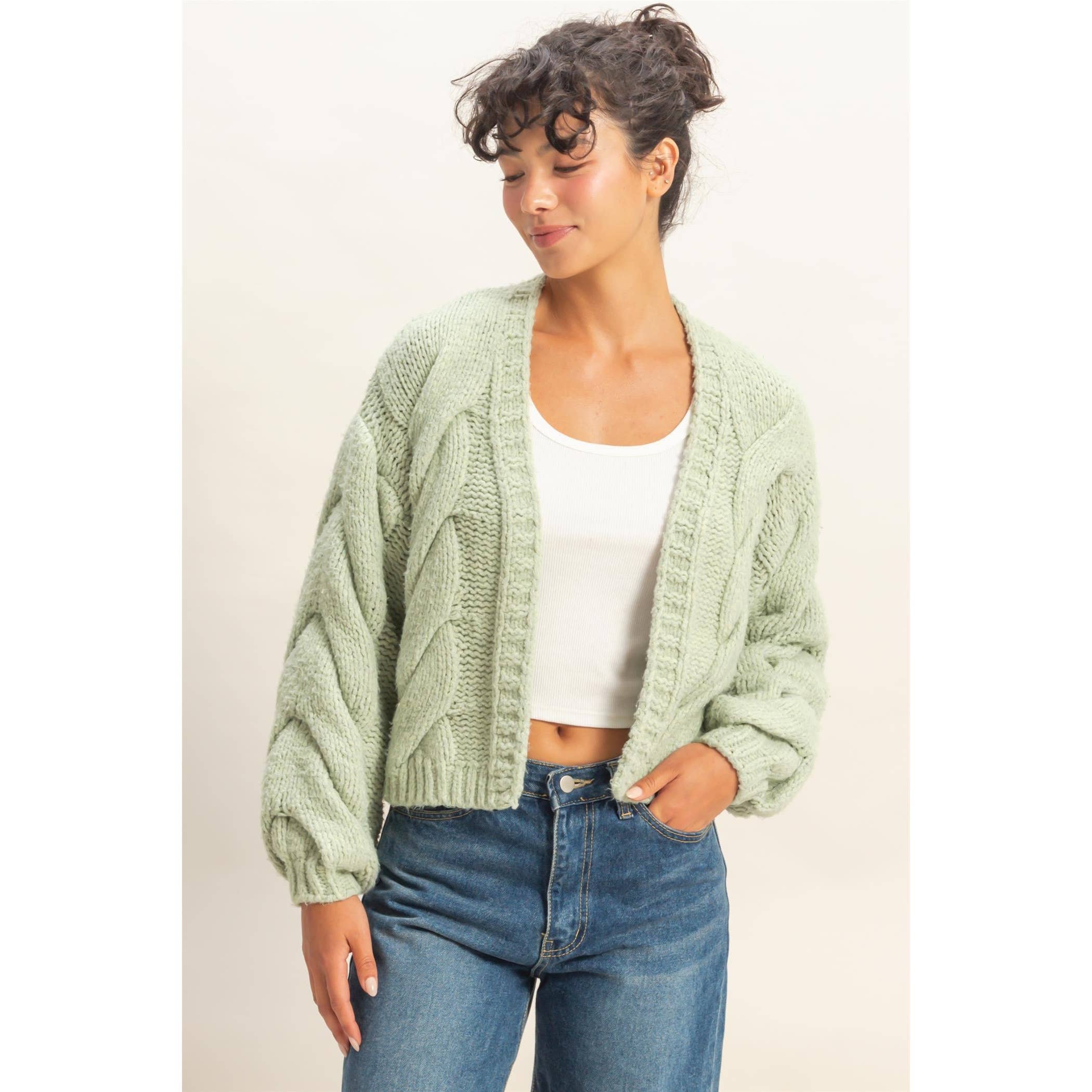 HYFVE - Wholesale Cardigan - Women's - Oversized Cable Knit Open Front Cardigan Sweater5